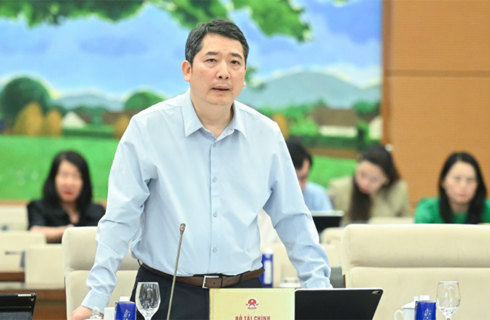 Thứ trưởng Bộ Tài chính Cao Anh Tuấn phát biểu làm rõ một số vấn đề tại phiên họp.