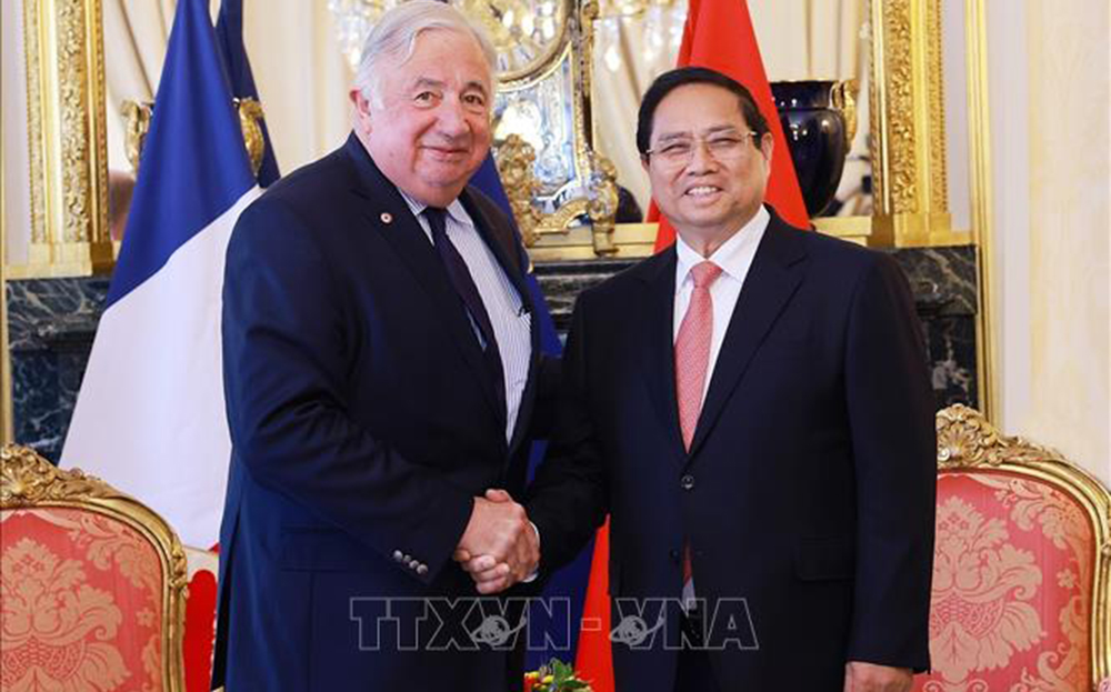 Thủ tướng Phạm Minh Chính hội kiến Chủ tịch Thượng viện Pháp Gerard Larcher.