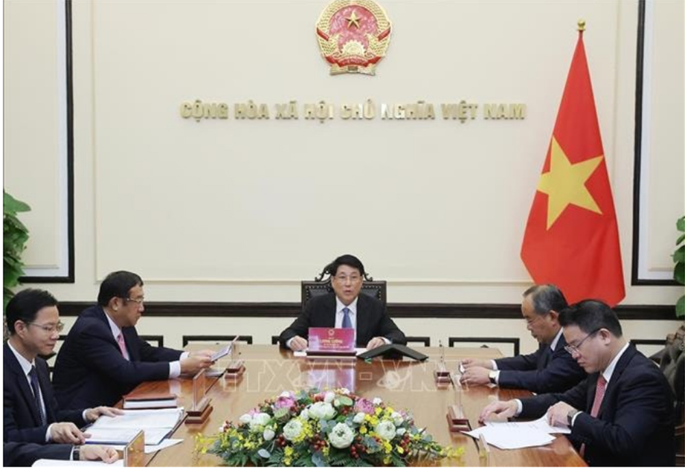 Chủ tịch nước Lương Cường điện đàm với Tổng thống Hàn Quốc Lee Jae Myung.
