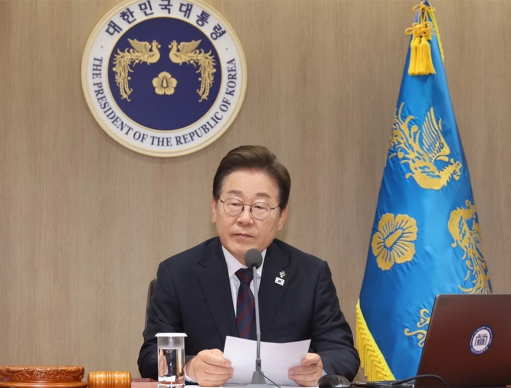 Tổng thống Hàn Quốc Lee Jae Myung phát biểu tại cuộc họp ở Seoul.