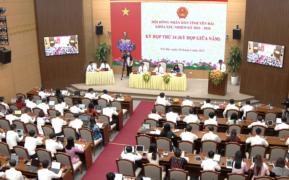 Quang cảnh Kỳ họp 24 (kỳ họp giữa năm) HĐND tỉnh khóa XIX, nhiệm kỳ 2025 - 2030