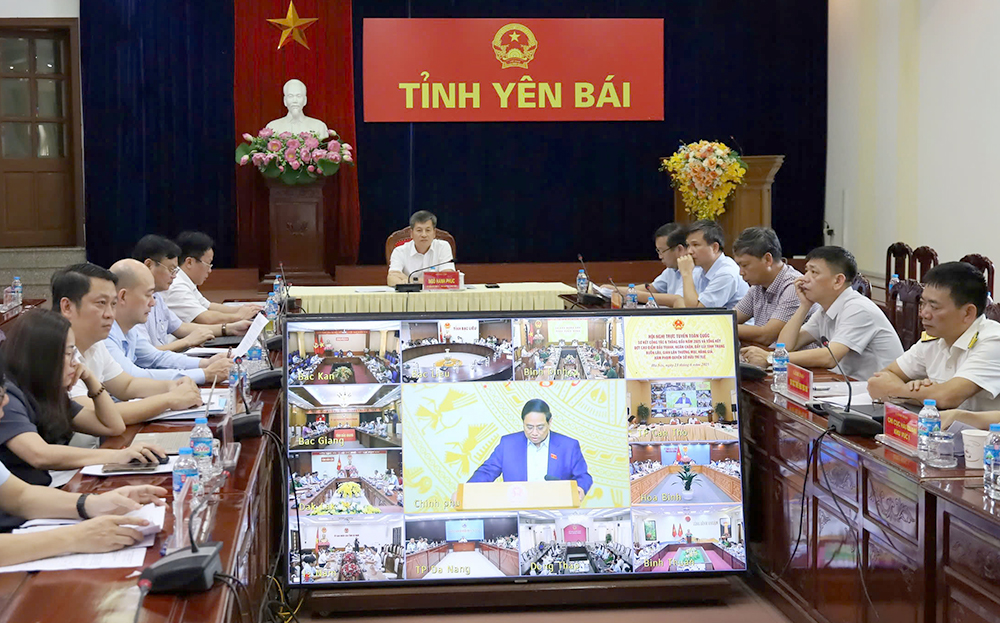 Các đại biểu dự Hội nghị tại điểm cầu tỉnh Yên Bái.