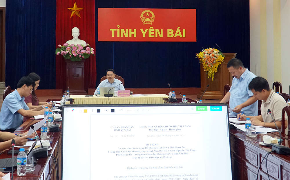 Đồng chí Nguyễn Tuấn Anh - Phó Bí thư Tỉnh ủy, Chủ tịch UBND tỉnh, Chủ tịch Hội đồng Thi đua - Khen thưởng tỉnh chủ trì phiên họp.