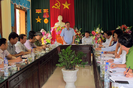 Đồng chí Phạm Duy Cường - Bí thư Tỉnh ủy Yên Bái phát biểu tại buổi làm việc với Đảng bộ huyện Mù Cang Chải