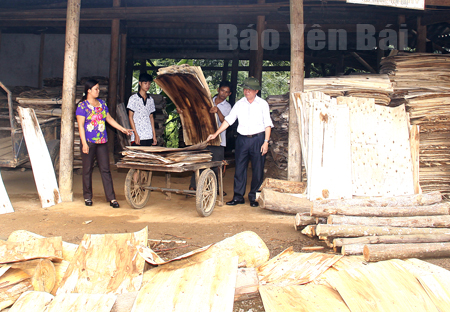 Xưởng sơ chế gỗ rừng trồng của gia đình anh Hoàng Tiến Công, thôn 4 mỗi năm cho thu nhập hàng trăm triệu đồng.
(Ảnh: Ngọc Đồng)