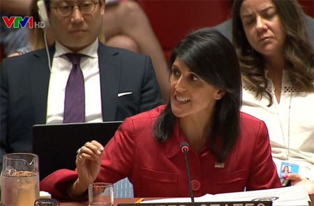 Đại sứ Mỹ tại Liên Hợp Quốc Nikki Haley.
