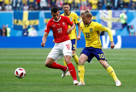 Thụy Điển vượt qua Thụy Sĩ để ghi tên vào Tứ kết World Cup 2018.