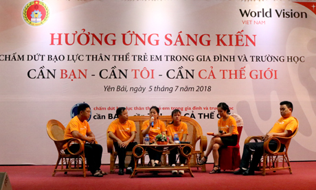 Sự kiện hưởng ứng sáng kiến chấm dứt bạo lực thân thể trẻ em trong gia đình và trường học diễn ra sáng 5/7.