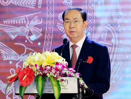 Chủ tịch nước Trần Đại Quang phát biểu tại Hội nghị.