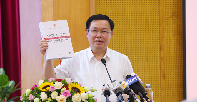 Phó Thủ tướng Chính phủ Vương Đình Huệ phát biểu tại Lễ Công bố Sách trắng doanh nghiệp Việt Nam 2019.