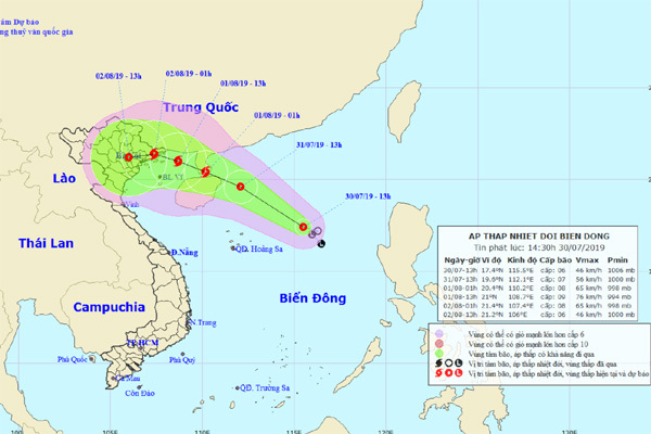 Hướng đi của áp thấp nhiệt đới có khả năng mạnh thành bão.