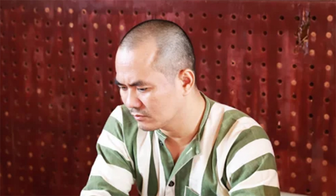 Lưu Văn Nguyện tại cơ quan công an.