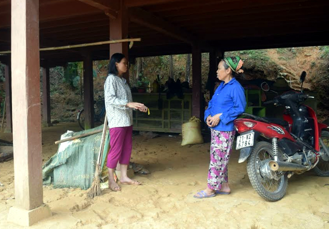 Gia đình bà Hà Thị Râm, thôn Kim Bình không còn nuôi trâu dưới gầm nhà sàn.