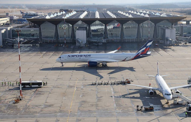 Máy bay của hãng hàng không Aeroflot tại sân bay Sheremetyevo, Nga.