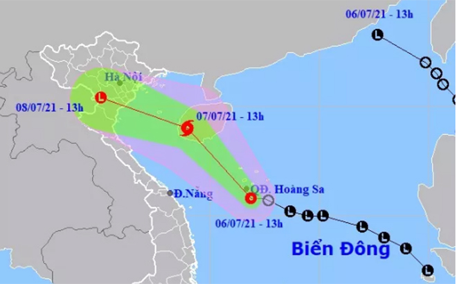 Vị trí và dự báo đường đi của hai áp thấp nhiệt đới - Nguồn: Trung tâm Dự báo khí tượng thủy văn quốc gia.