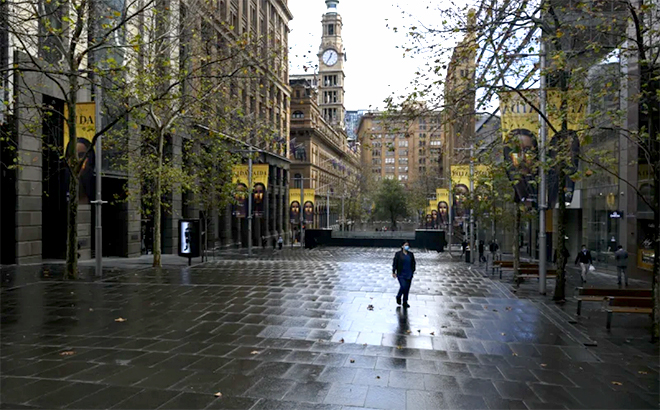 Trung tâm thành phố Sydney, Australia vắng lặng trong giai đoạn phong tỏa.