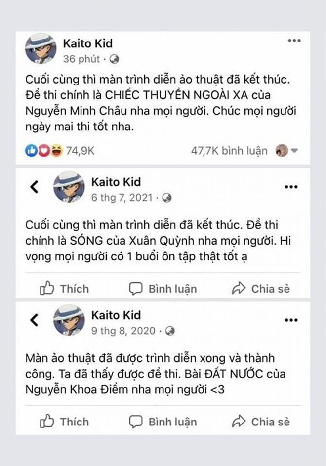 Một trang facebook 3 năm liền dự đoán đúng tác phẩm trong đề thi Ngữ văn được nhiều cư dân mạng truyền tay nhau.