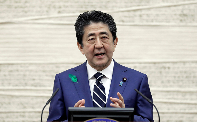 Ông Shinzo Abe phát biểu tại Tokyo, Nhật Bản tháng 4/2020.