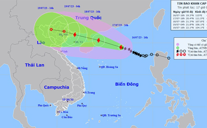 Dự báo đường đi của bão số 1.