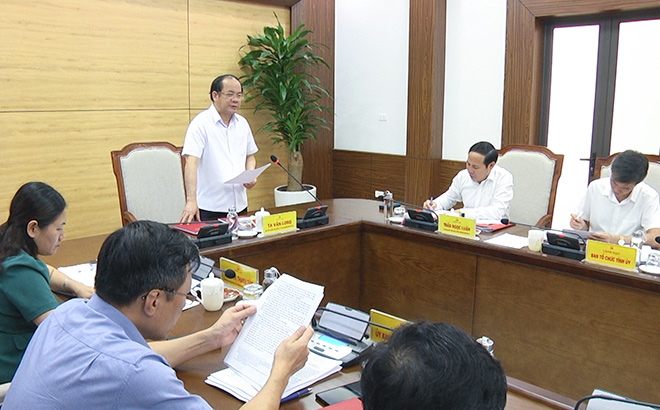 Đồng chí Tạ Văn Long - Phó Bí thư Thường trực Tỉnh ủy， Chủ tịch HĐND tỉnh phát biểu tại Hội nghị.