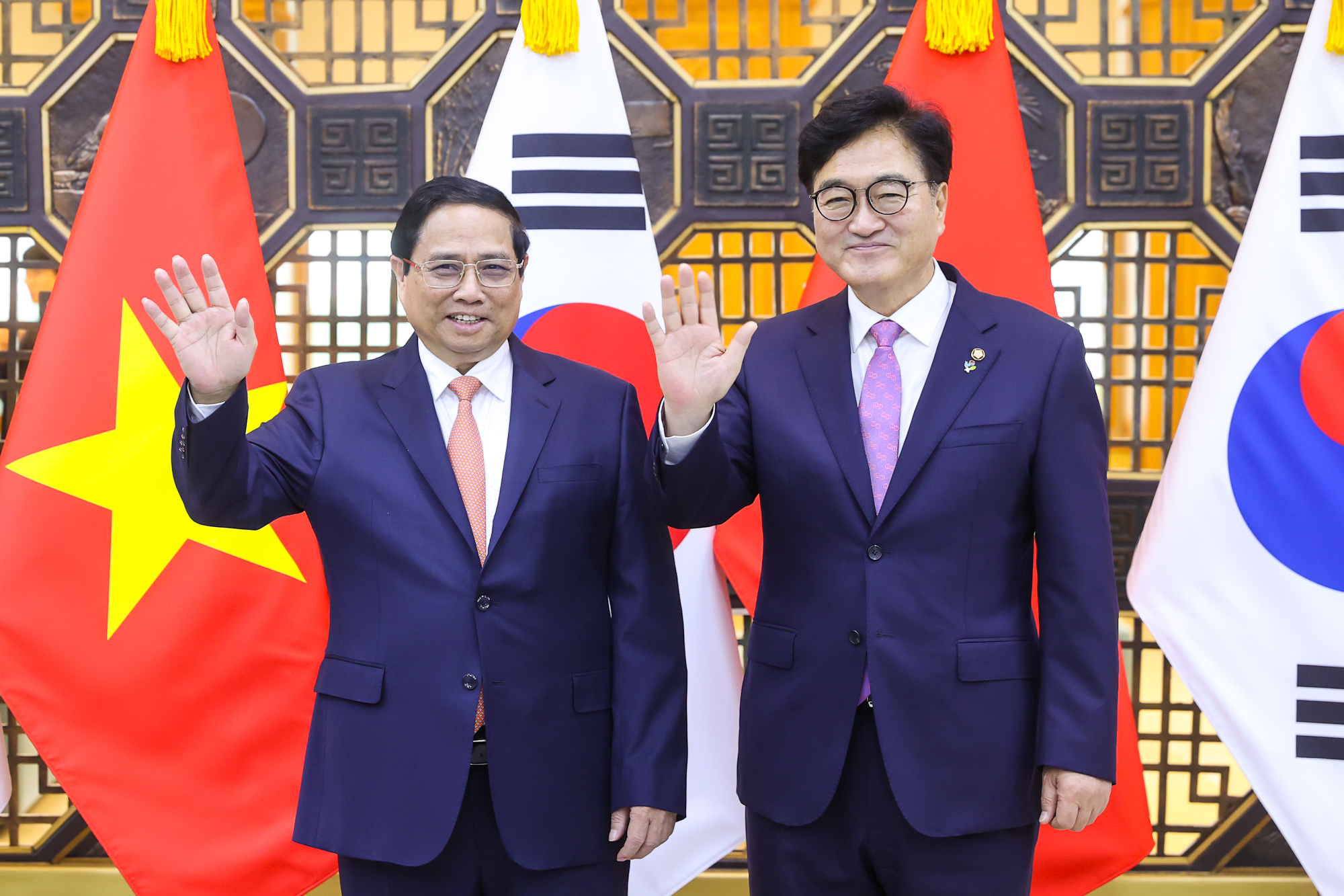 Thủ tướng Chính phủ Phạm Minh Chính hội kiến Chủ tịch Quốc hội Hàn Quốc Woo Won Shik (Ảnh: VGP).