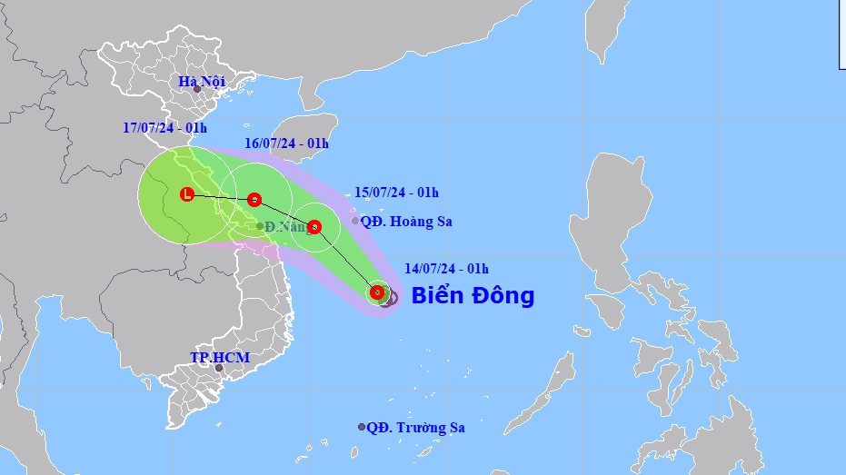 Dự báo hướng đi của áp thấp nhiệt đới.