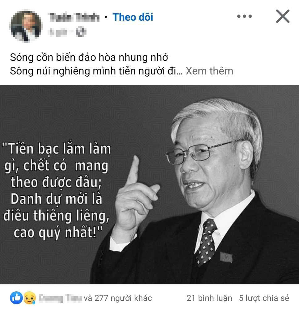 Người dùng mạng xã hội bày tỏ nỗi tiếc thương trước sự ra đi của Tổng Bí thư Nguyễn Phú Trọng