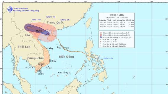 Hướng đi của bão số 5.