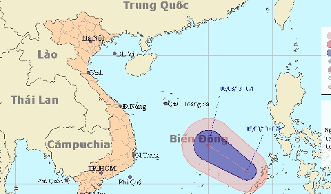 Áp thấp nhiệt đới lại xuất hiện trên biển Đông (Ảnh: NCHMF)