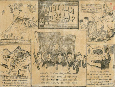 Họa bản báo Việt Nam Độc Lập - cơ quan tuyên truyền của Việt Minh Cao-Bắc-Lạng, năm 1945. (Ảnh: Bảo tàng Lịch sử Quốc gia).