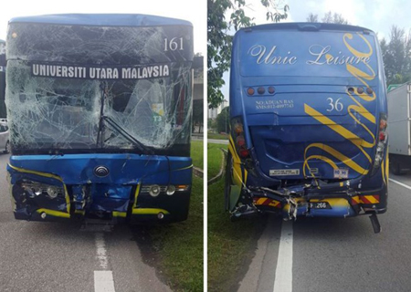 Hai chiếc xe buýt gặp tai nạn.