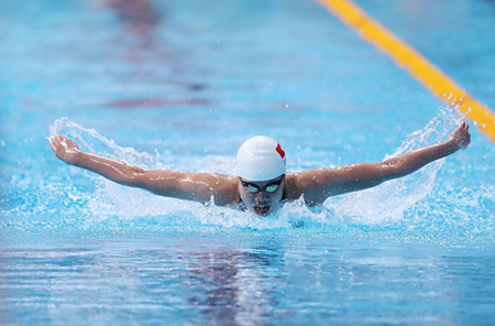 Ánh Viên ở đợt bơi chung kết 200m bướm nữ.