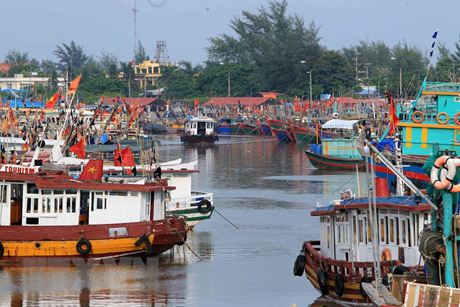 Tàu, thuyền neo đậu tránh bão an toàn tại khu cảng cá Ngọc Hải, Đồ Sơn, Hải Phòng.