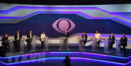 Các ứng cử viên Tổng thống Brazil tham gia buổi tranh luận trực tiếp trên truyền hình ở Sao Paulo ngày 9/8.