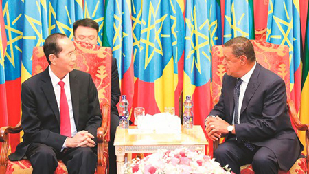 Chủ tịch nước Trần Đại Quang hội đàm với Tổng thống Mulatu Teshome.