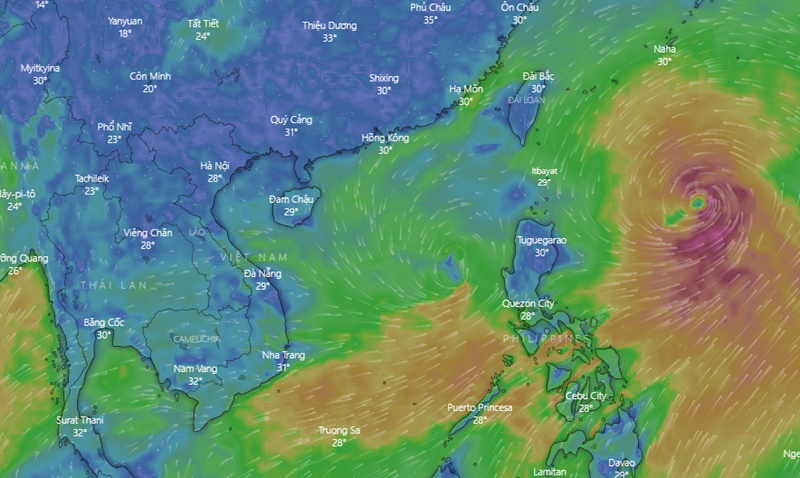 Vùng áp thấp đang hoạt động tại khu vực Bắc Biển Đông.