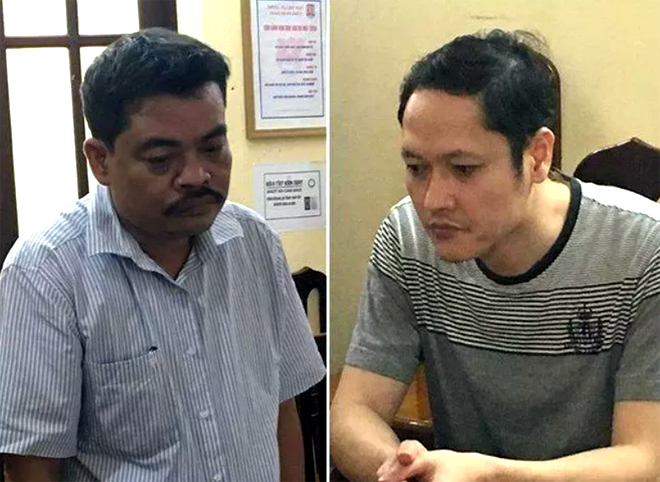 Bị can Nguyễn Thanh Hoài (trái) và bị can Vũ Trọng Lương đang bị tạm giam.