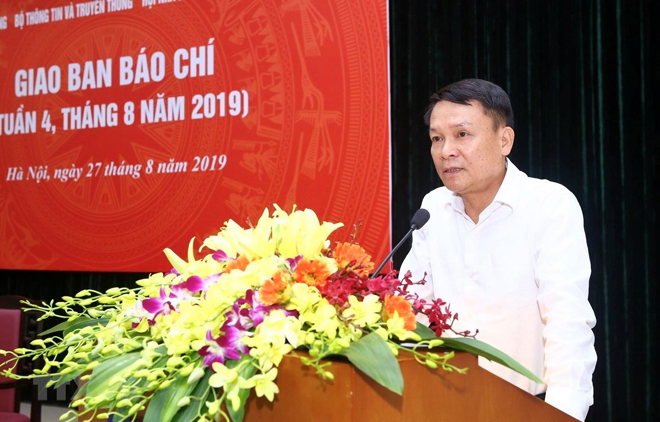 Ủy viên Trung ương Đảng, Tổng giám đốc TTXVN Nguyễn Đức Lợi phát biểu khai mạc.