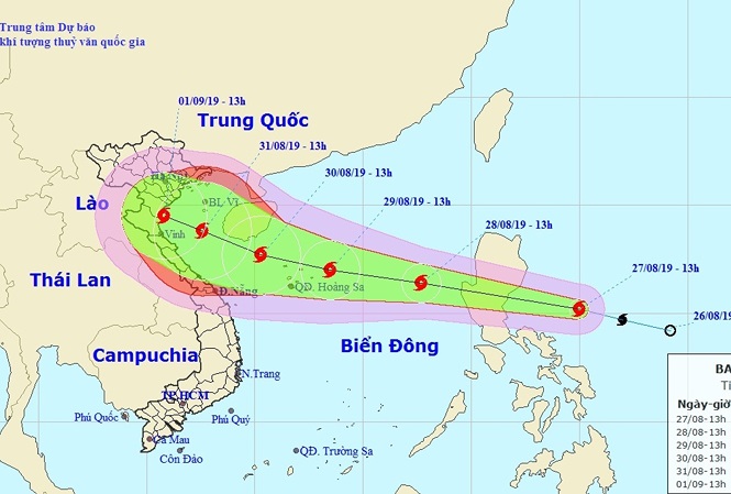 Dự báo bão Podul sẽ đi vào biển Đông vào sáng mai (28/8)