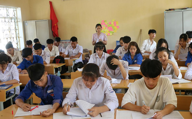 Một giờ ôn thi tốt nghiệp tại Trường THPT Lê Quý Đôn, huyện Trấn Yên. (Ảnh: Thanh Chi)