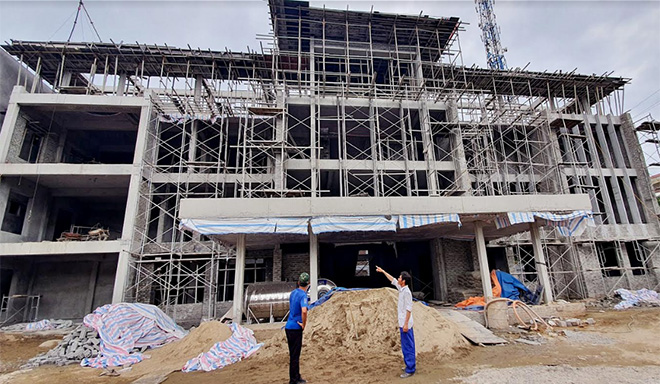 Công trình trụ sở UBND phường Đồng Tâm đến nay đã hoàn thành trên 75% khối lượng công việc.