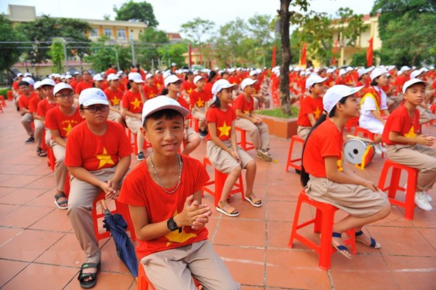 Đánh trống khai giảng năm học mới 2019-2020 tại trường THPT Phan Châu Trinh (Đà Nẵng).