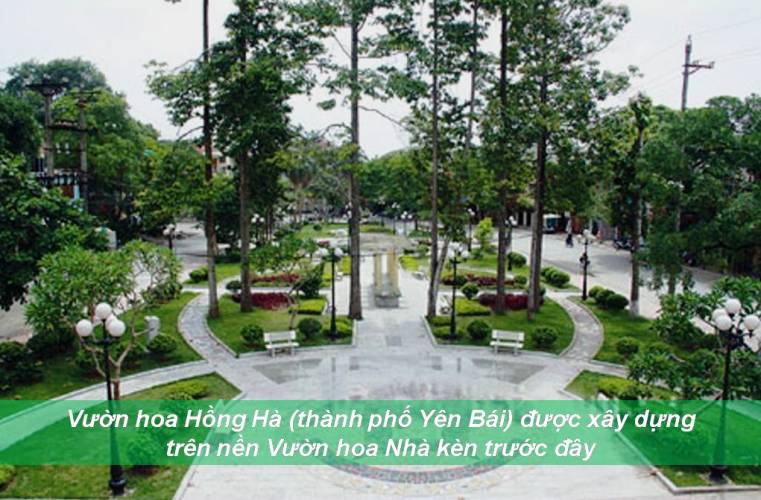 Vườn hoa Hồng Hà, thành phố Yên Bái được xây dựng trên nền Vườn hoa Nhà kèn năm xưa. (Ảnh: Internet)