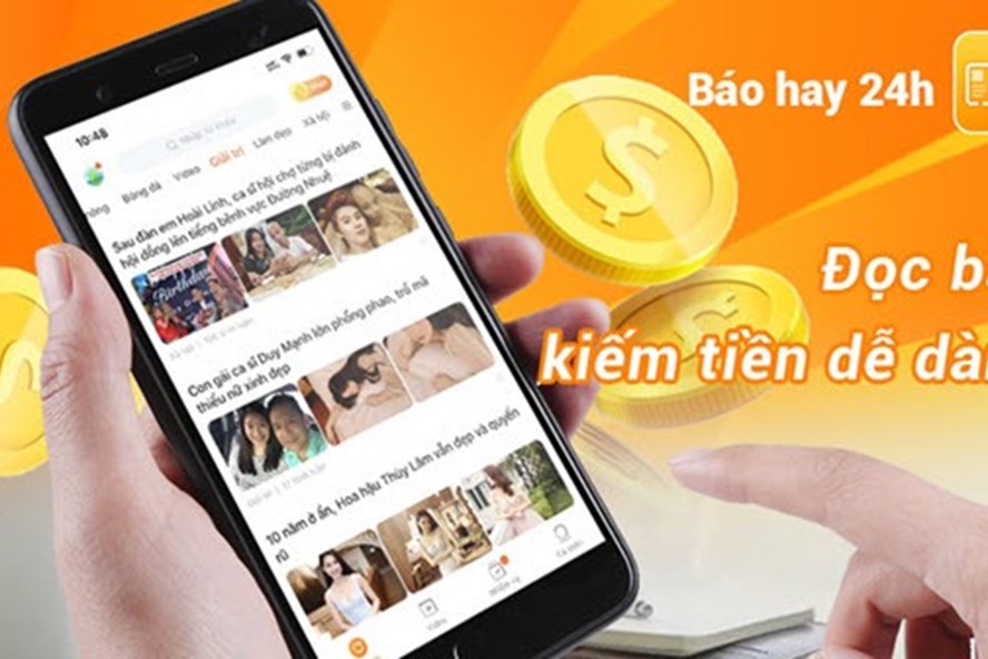 Quảng cáo đọc báo kiếm tiền của app Báo hay 24h xuất hiện tràn lan trên FB, Youtube.