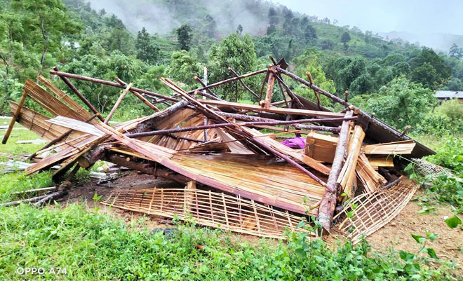 Trận dông lốc đã là một ngôi nhà bị đổ sập hoàn toàn và 396 ngôi nhà khác bị tốc mái.