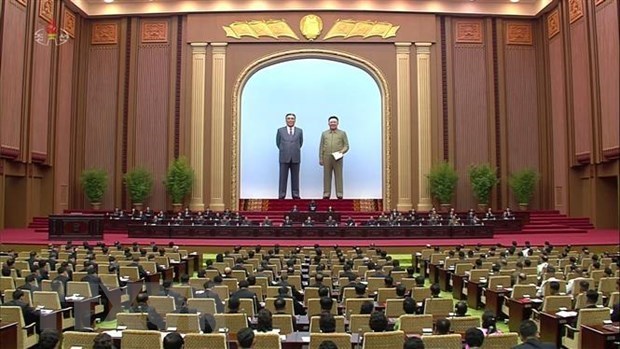 Hình ảnh một kỳ họp của Hội đồng Nhân dân Tối cao (tức Quốc hội Triều Tiên).