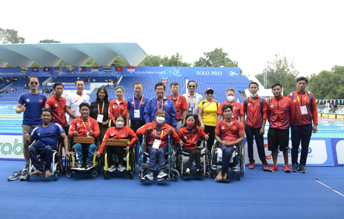 Đội tuyển bơi thể thao người khuyết tật Việt Nam tại Surakarta.