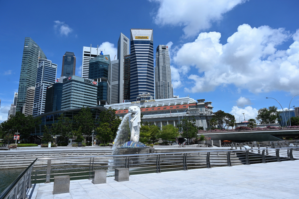 Công viên Merlion ở Singapore vắng bóng người ngày 15/5/2020.