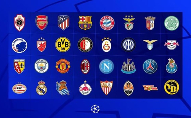 32 đội góp mặt ở vòng bảng Champions League 2023-24.