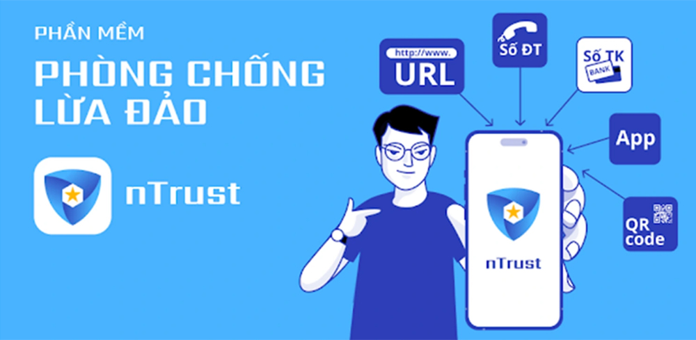 nTrust cung cấp các tính năng để chống lại các hình thức lừa đảo phổ biến như cuộc gọi, trang web giả mạo, nhận diện tài khoản ngân hàng của kẻ lừa đảo, ứng dụng có chứa mã độc… (Ảnh: Hiệp hội An ninh mạng Quốc gia).